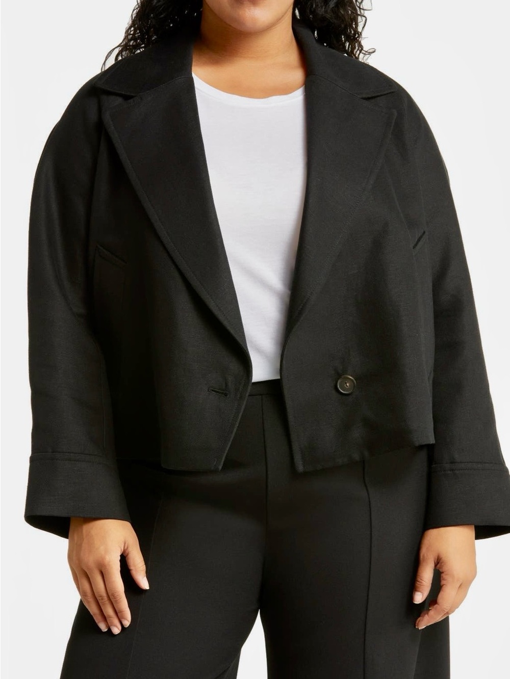 NWT Vince Black Cotton Linen Cropped Jacket/blazer 1X